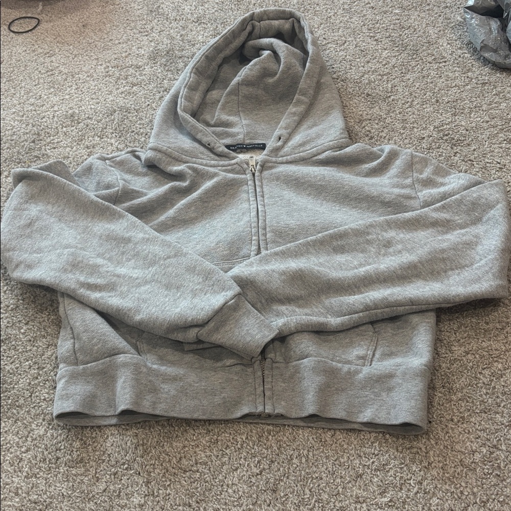 Brandy Melville Gray Zip-Up Hoodie